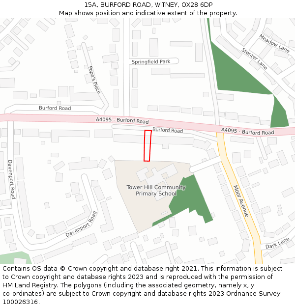15A, BURFORD ROAD, WITNEY, OX28 6DP: Location map and indicative extent of plot