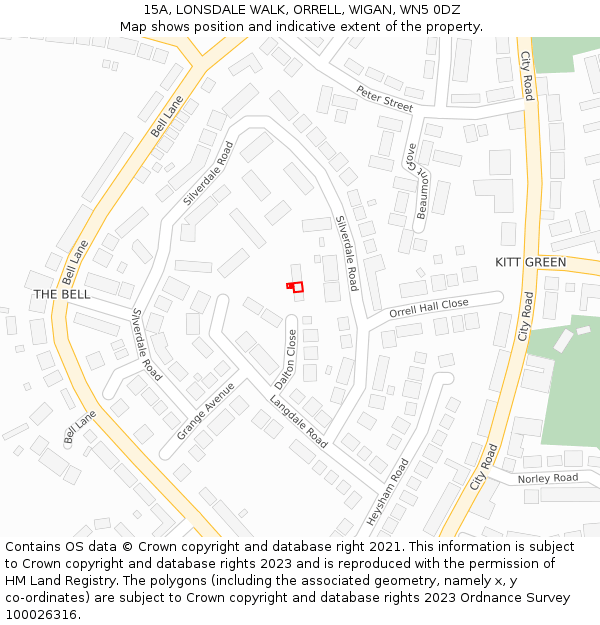 15A, LONSDALE WALK, ORRELL, WIGAN, WN5 0DZ: Location map and indicative extent of plot