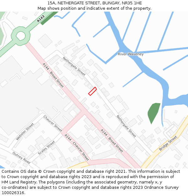 15A, NETHERGATE STREET, BUNGAY, NR35 1HE: Location map and indicative extent of plot