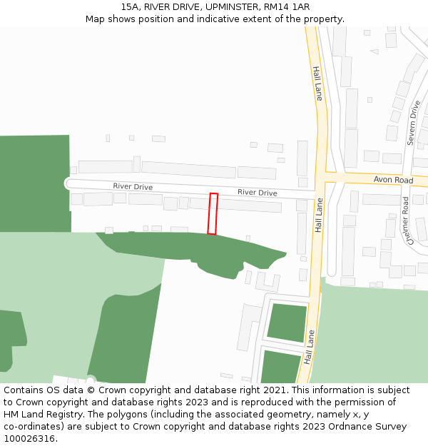 15A, RIVER DRIVE, UPMINSTER, RM14 1AR: Location map and indicative extent of plot