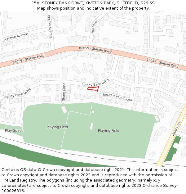 15A, STONEY BANK DRIVE, KIVETON PARK, SHEFFIELD, S26 6SJ: Location map and indicative extent of plot