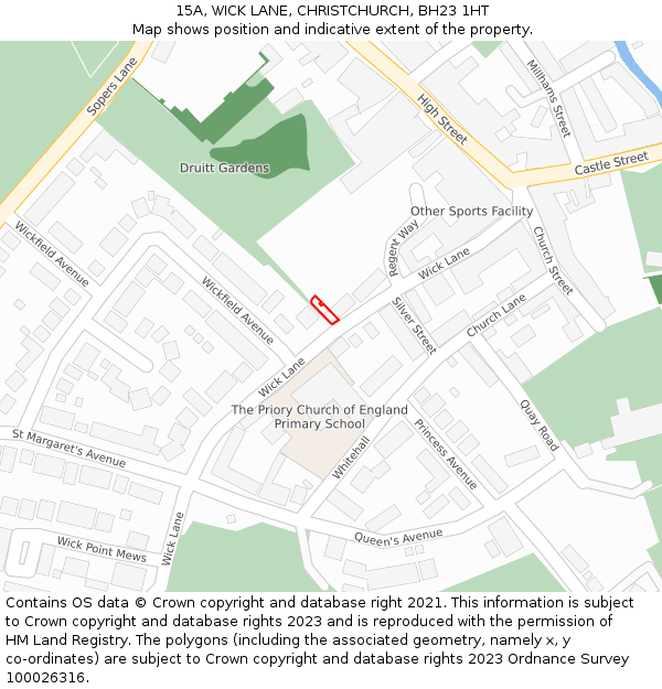 15A, WICK LANE, CHRISTCHURCH, BH23 1HT: Location map and indicative extent of plot