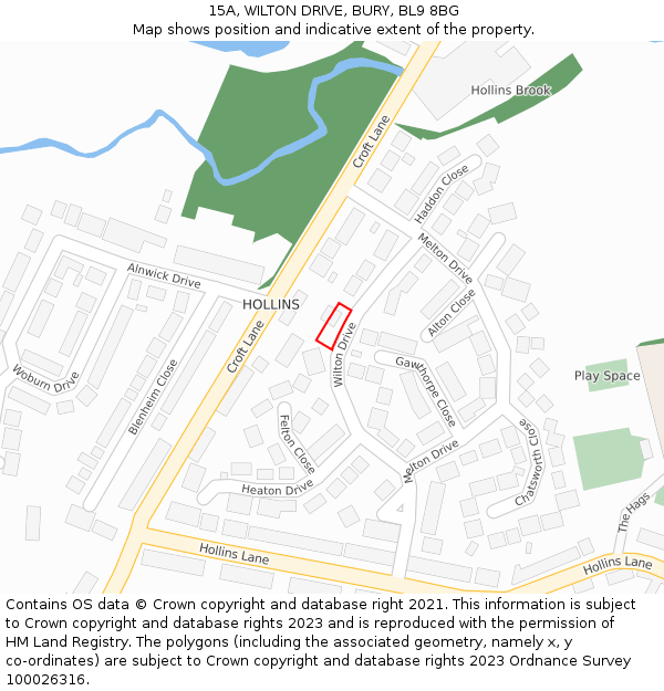15A, WILTON DRIVE, BURY, BL9 8BG: Location map and indicative extent of plot