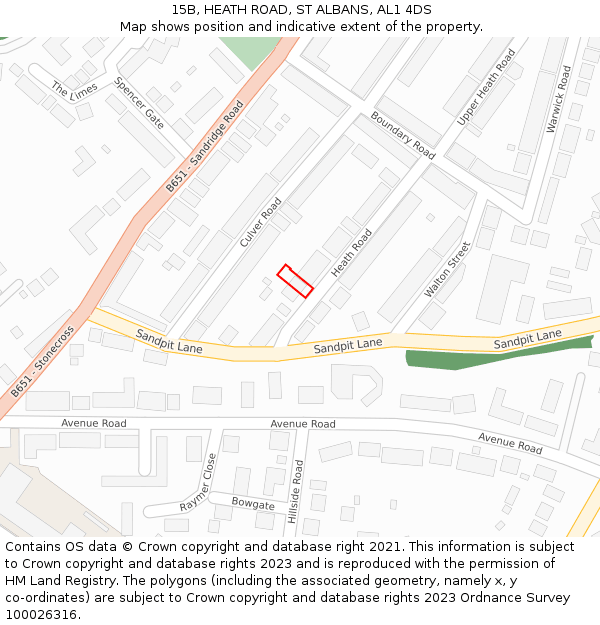 15B, HEATH ROAD, ST ALBANS, AL1 4DS: Location map and indicative extent of plot
