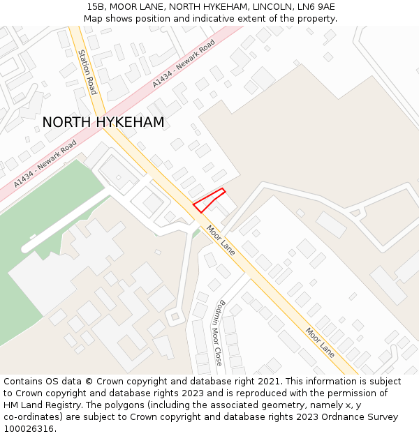 15B, MOOR LANE, NORTH HYKEHAM, LINCOLN, LN6 9AE: Location map and indicative extent of plot
