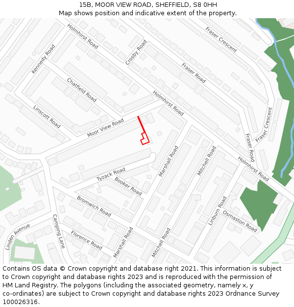 15B, MOOR VIEW ROAD, SHEFFIELD, S8 0HH: Location map and indicative extent of plot