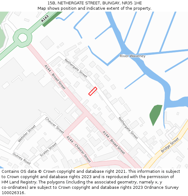 15B, NETHERGATE STREET, BUNGAY, NR35 1HE: Location map and indicative extent of plot