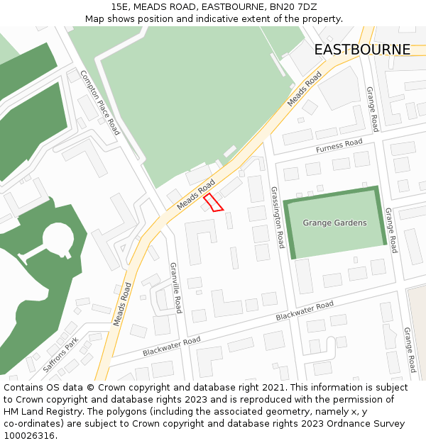 15E, MEADS ROAD, EASTBOURNE, BN20 7DZ: Location map and indicative extent of plot
