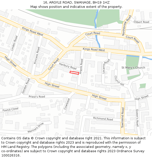 16, ARGYLE ROAD, SWANAGE, BH19 1HZ: Location map and indicative extent of plot