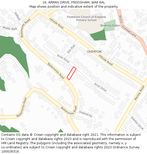 16, ARRAN DRIVE, FRODSHAM, WA6 6AL: Location map and indicative extent of plot