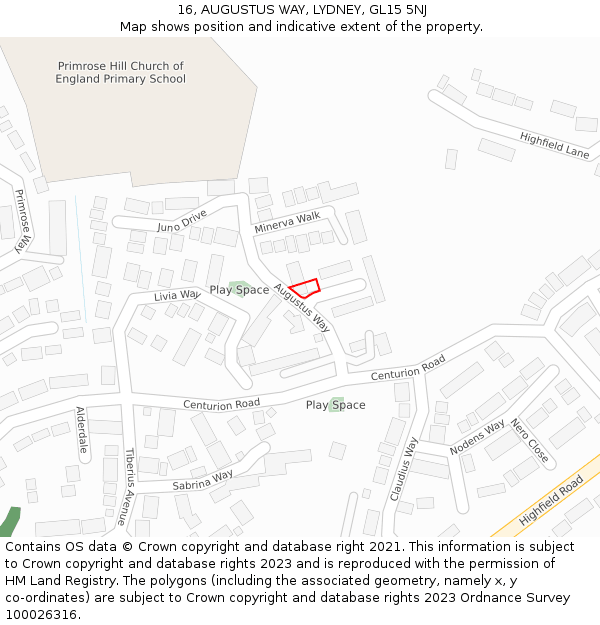 16, AUGUSTUS WAY, LYDNEY, GL15 5NJ: Location map and indicative extent of plot