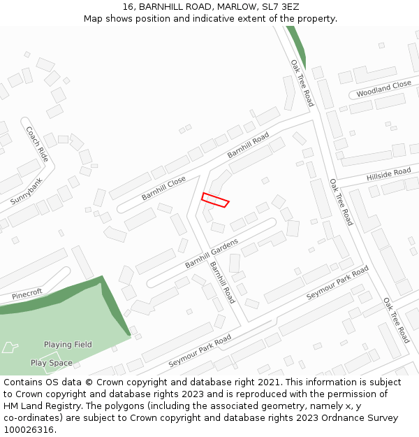 16, BARNHILL ROAD, MARLOW, SL7 3EZ: Location map and indicative extent of plot