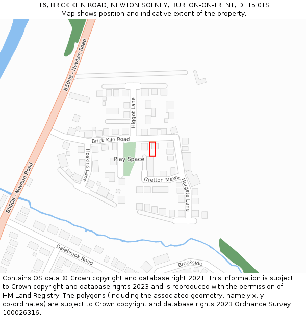 16, BRICK KILN ROAD, NEWTON SOLNEY, BURTON-ON-TRENT, DE15 0TS: Location map and indicative extent of plot