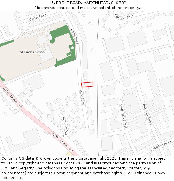 16, BRIDLE ROAD, MAIDENHEAD, SL6 7RP: Location map and indicative extent of plot