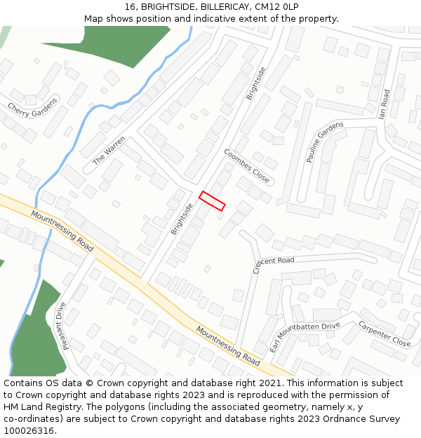 16, BRIGHTSIDE, BILLERICAY, CM12 0LP: Location map and indicative extent of plot