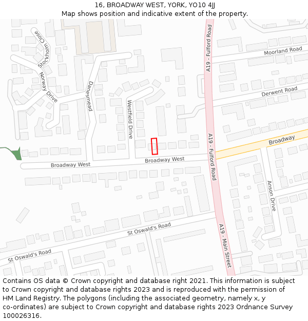 16, BROADWAY WEST, YORK, YO10 4JJ: Location map and indicative extent of plot