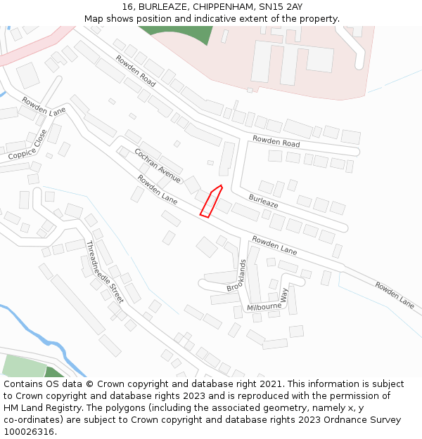 16, BURLEAZE, CHIPPENHAM, SN15 2AY: Location map and indicative extent of plot