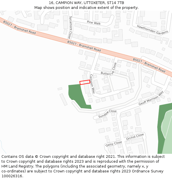 16, CAMPION WAY, UTTOXETER, ST14 7TB: Location map and indicative extent of plot