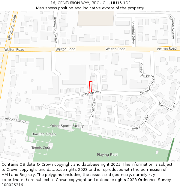 16, CENTURION WAY, BROUGH, HU15 1DF: Location map and indicative extent of plot