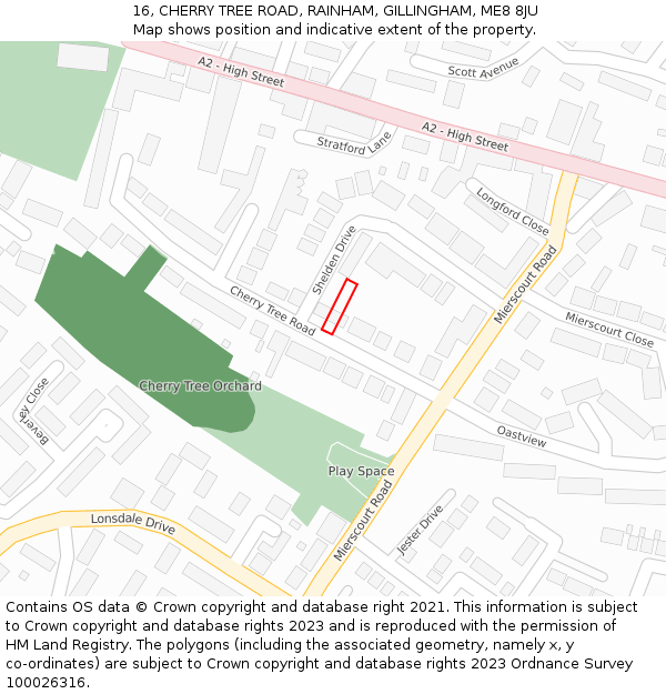 16, CHERRY TREE ROAD, RAINHAM, GILLINGHAM, ME8 8JU: Location map and indicative extent of plot