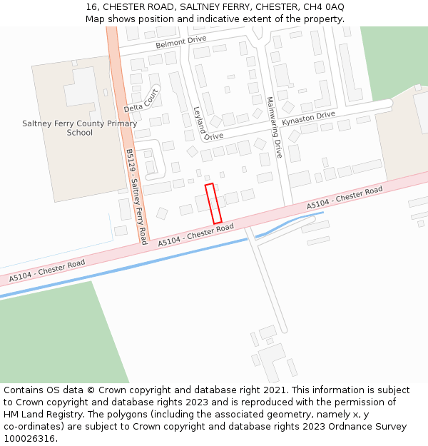16, CHESTER ROAD, SALTNEY FERRY, CHESTER, CH4 0AQ: Location map and indicative extent of plot