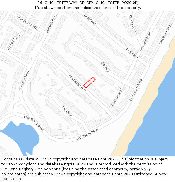 16, CHICHESTER WAY, SELSEY, CHICHESTER, PO20 0PJ: Location map and indicative extent of plot