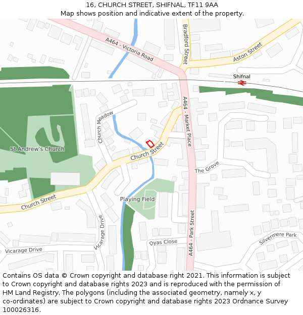 16, CHURCH STREET, SHIFNAL, TF11 9AA: Location map and indicative extent of plot