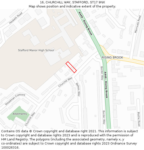 16, CHURCHILL WAY, STAFFORD, ST17 9NX: Location map and indicative extent of plot