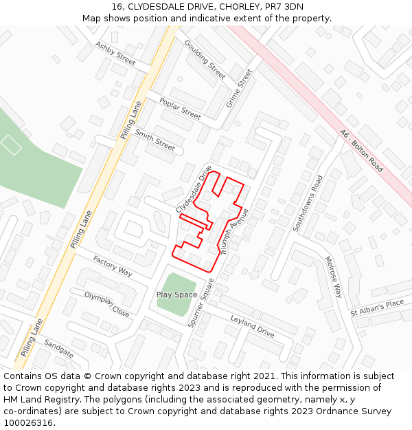 16, CLYDESDALE DRIVE, CHORLEY, PR7 3DN: Location map and indicative extent of plot