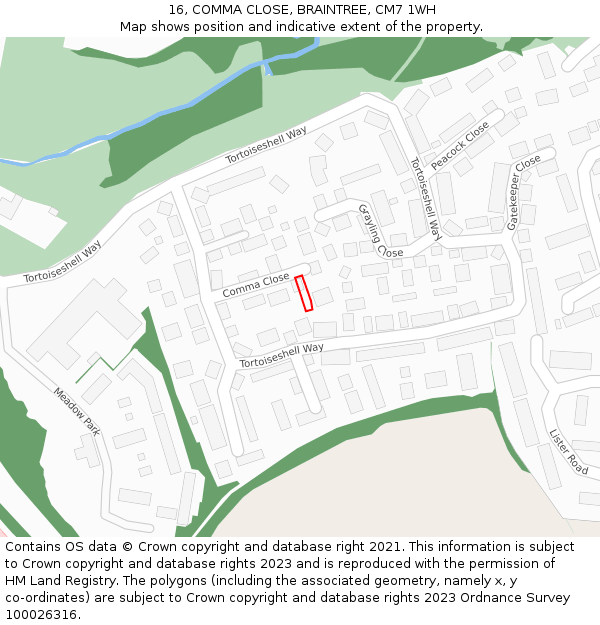 16, COMMA CLOSE, BRAINTREE, CM7 1WH: Location map and indicative extent of plot