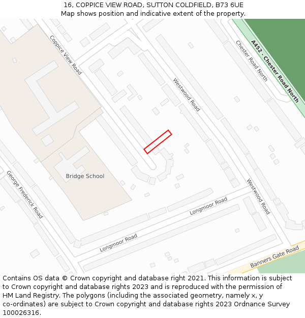 16, COPPICE VIEW ROAD, SUTTON COLDFIELD, B73 6UE: Location map and indicative extent of plot