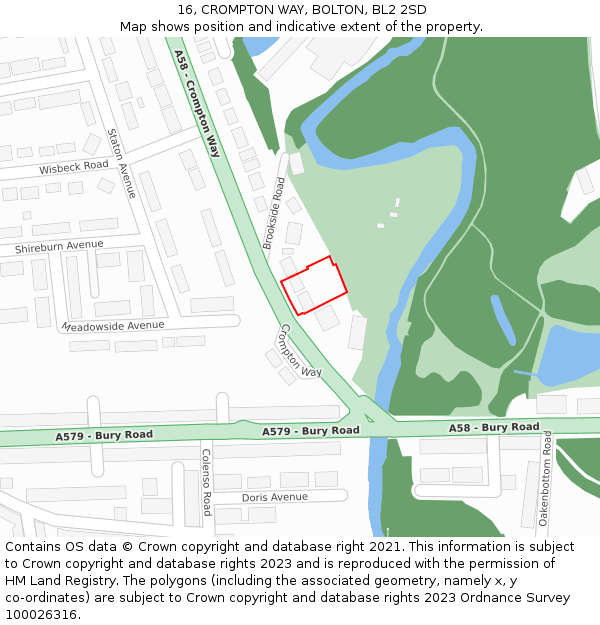 16, CROMPTON WAY, BOLTON, BL2 2SD: Location map and indicative extent of plot
