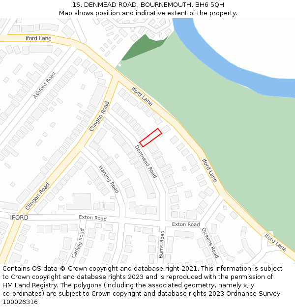16, DENMEAD ROAD, BOURNEMOUTH, BH6 5QH: Location map and indicative extent of plot