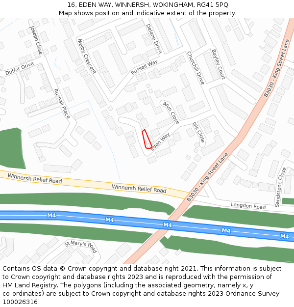 16, EDEN WAY, WINNERSH, WOKINGHAM, RG41 5PQ: Location map and indicative extent of plot