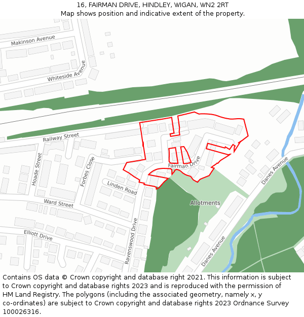 16, FAIRMAN DRIVE, HINDLEY, WIGAN, WN2 2RT: Location map and indicative extent of plot