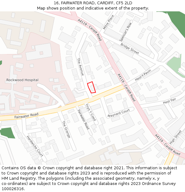 16, FAIRWATER ROAD, CARDIFF, CF5 2LD: Location map and indicative extent of plot