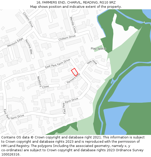 16, FARMERS END, CHARVIL, READING, RG10 9RZ: Location map and indicative extent of plot