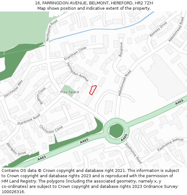 16, FARRINGDON AVENUE, BELMONT, HEREFORD, HR2 7ZH: Location map and indicative extent of plot