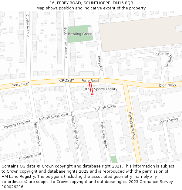 16, FERRY ROAD, SCUNTHORPE, DN15 8QB: Location map and indicative extent of plot