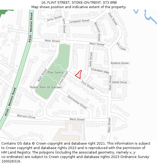 16, FLINT STREET, STOKE-ON-TRENT, ST3 6RB: Location map and indicative extent of plot