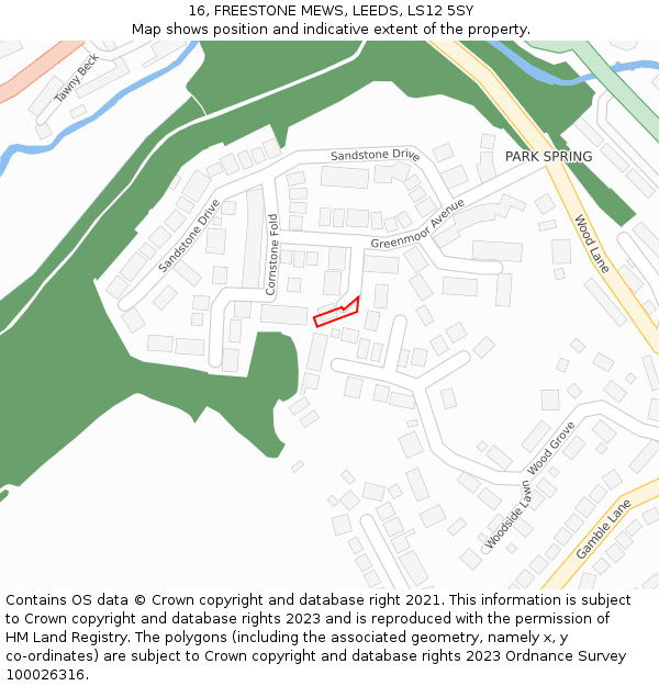 16, FREESTONE MEWS, LEEDS, LS12 5SY: Location map and indicative extent of plot