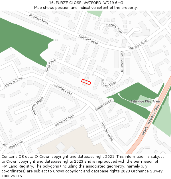 16, FURZE CLOSE, WATFORD, WD19 6HG: Location map and indicative extent of plot