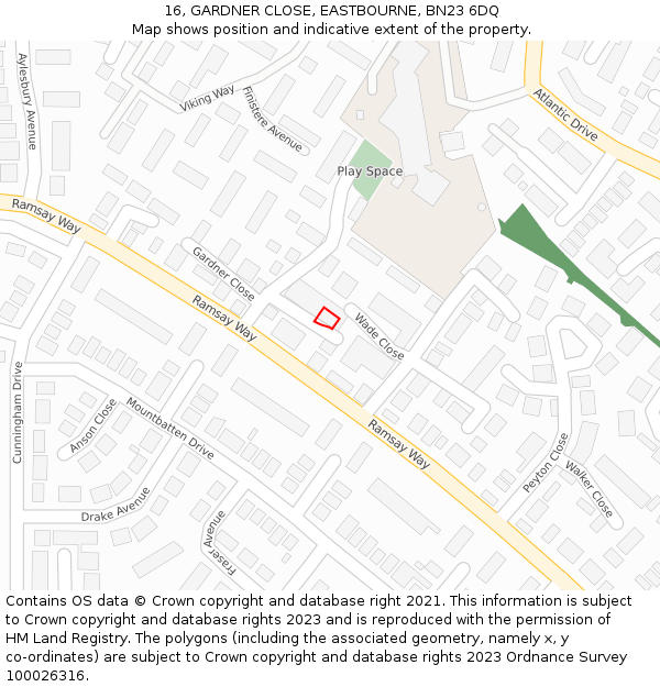16, GARDNER CLOSE, EASTBOURNE, BN23 6DQ: Location map and indicative extent of plot