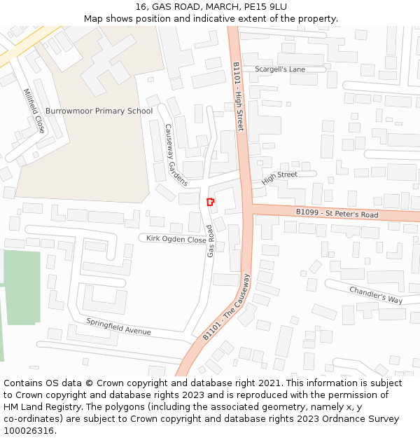 16, GAS ROAD, MARCH, PE15 9LU: Location map and indicative extent of plot