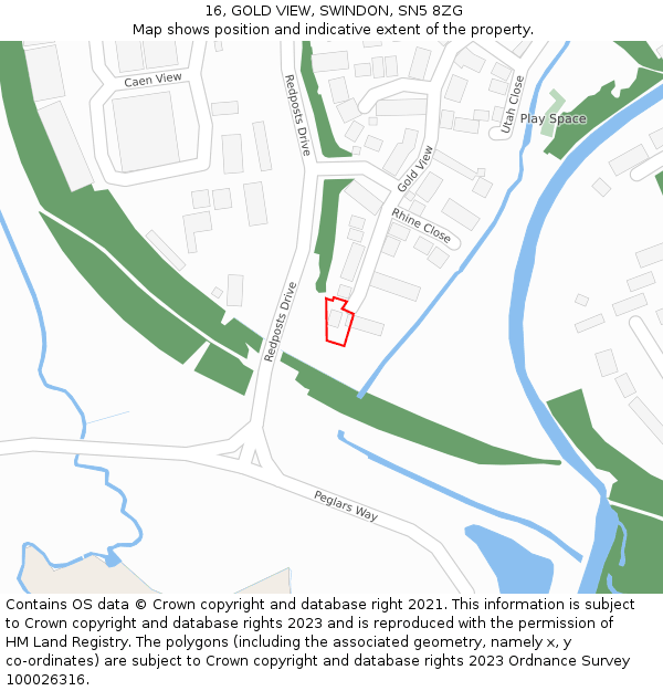 16, GOLD VIEW, SWINDON, SN5 8ZG: Location map and indicative extent of plot