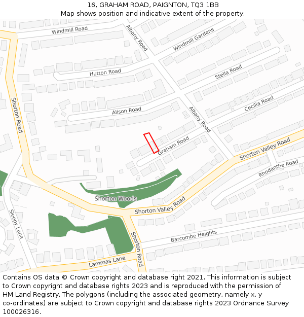 16, GRAHAM ROAD, PAIGNTON, TQ3 1BB: Location map and indicative extent of plot