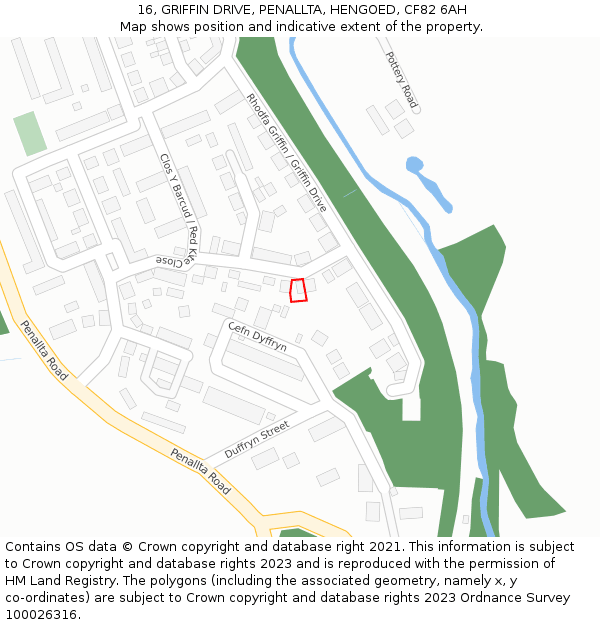 16, GRIFFIN DRIVE, PENALLTA, HENGOED, CF82 6AH: Location map and indicative extent of plot
