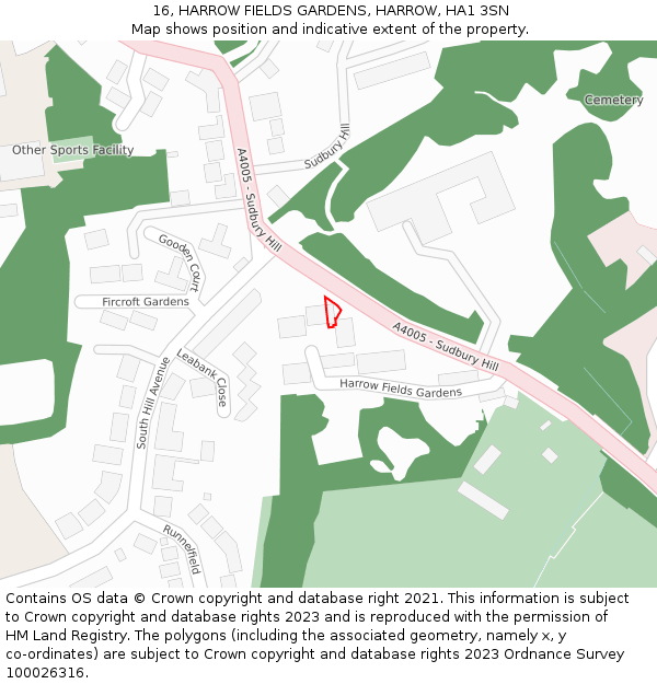 16, HARROW FIELDS GARDENS, HARROW, HA1 3SN: Location map and indicative extent of plot