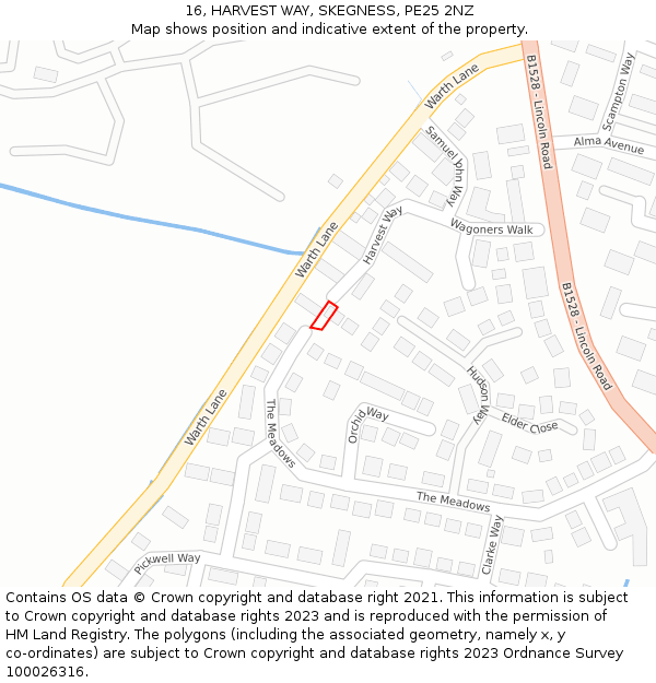 16, HARVEST WAY, SKEGNESS, PE25 2NZ: Location map and indicative extent of plot