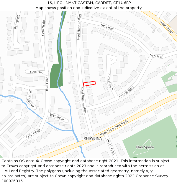 16, HEOL NANT CASTAN, CARDIFF, CF14 6RP: Location map and indicative extent of plot